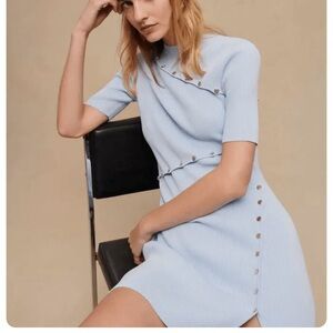 Maje Bleu Claire ribbed knit dress. Size FR 36